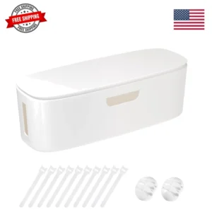Cable Management Box - Large Cord Organizer Box to Hide Power Strip & Under D...