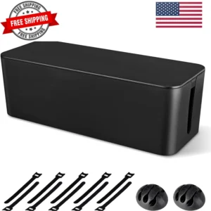 Cable Management Box, Large Cord Organizer Box to Hide Power Strip & Under De...