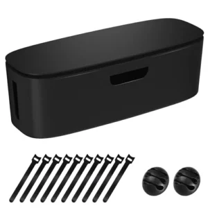 Cable Management Box - Large Cord Organizer Box to Hide Power Strip & Black